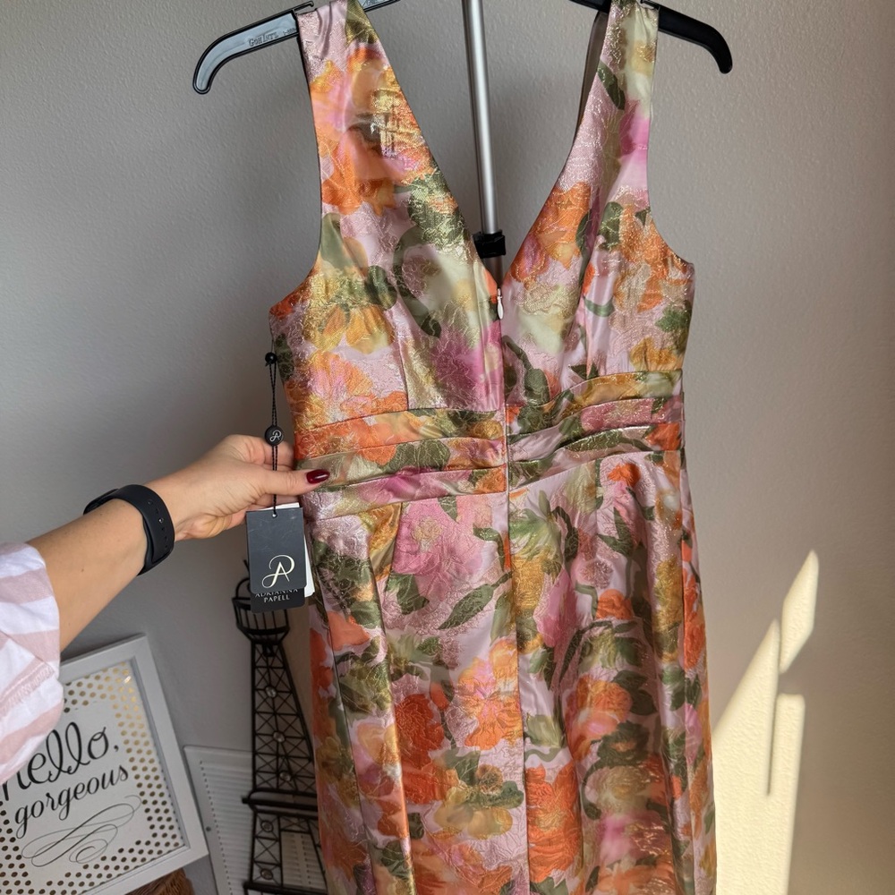 NWT Adrianna Papell Multi Floral Jacquard Midi Dress Sz 6 - Picture 16 of 16